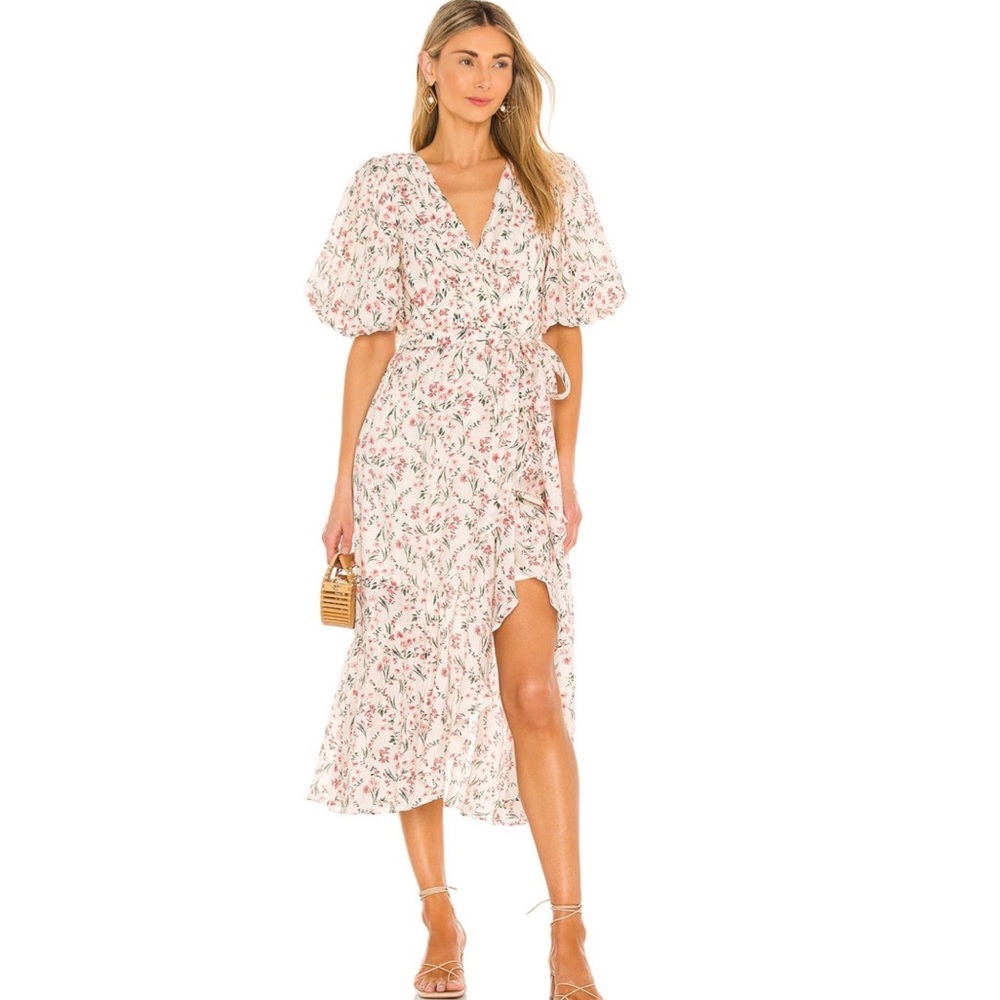MINKPINK Kacey Puff Sleeve Midi Dress size small